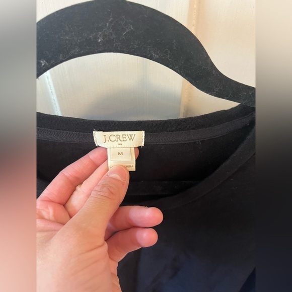 J. Crew Black Crewneck Sweatshirt With Pleated Trim,  M 100% Cotton - Picture 4 of 8